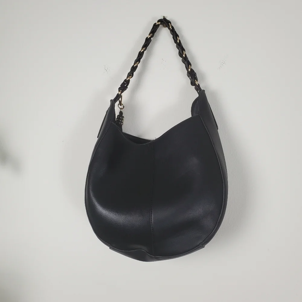 INC International Concepts Black Faux Leather Hobo Bag
